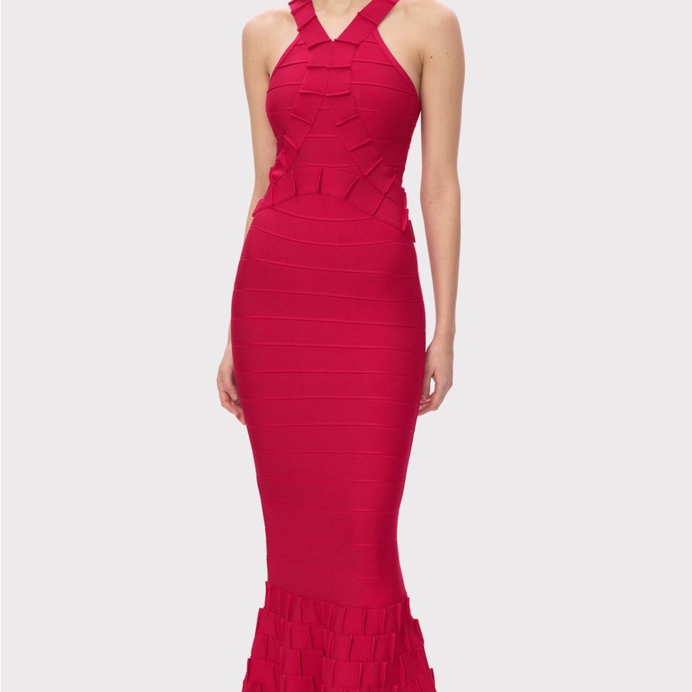 Herve Leger Vibrant Red Maxi Dress